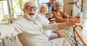 Group of senior friends taking a selfie