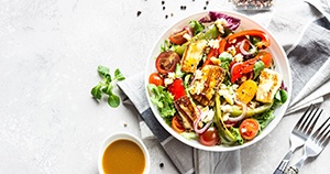 Colorful salad, full of foods that support oral health